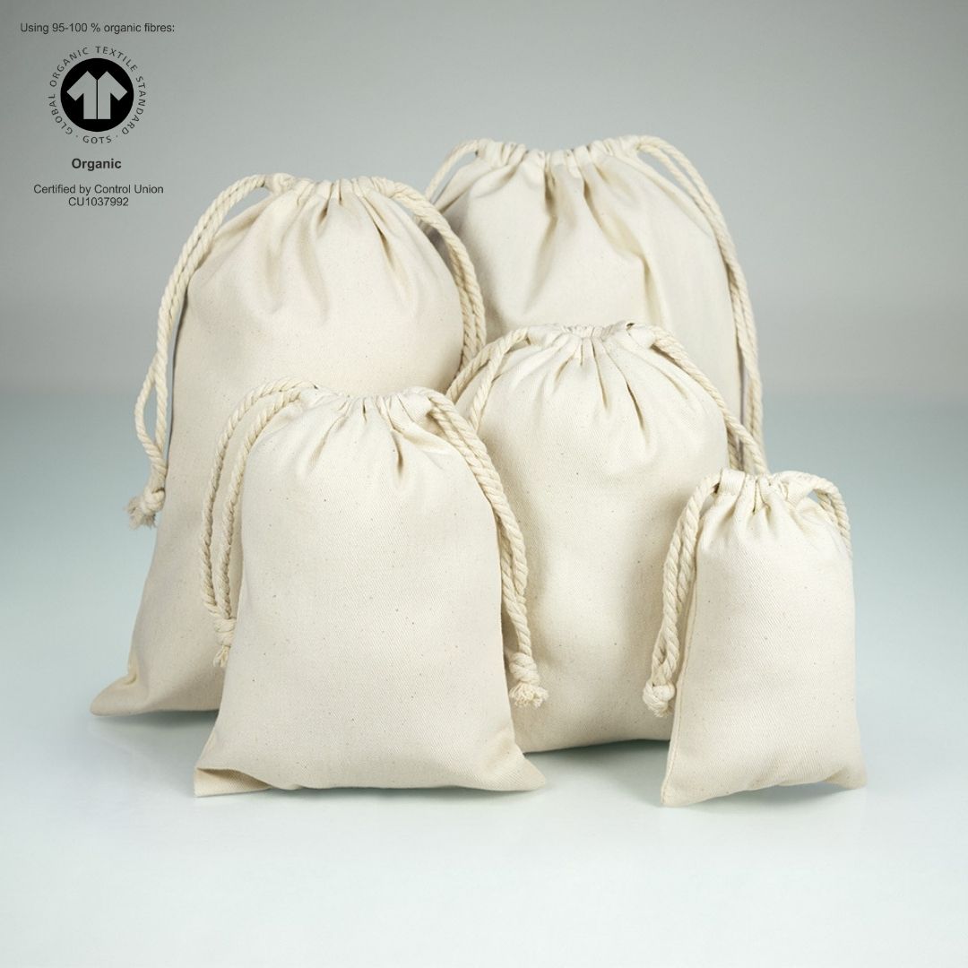 ᐅ • Bio Organic Cotton drawstring bags wholesale UK