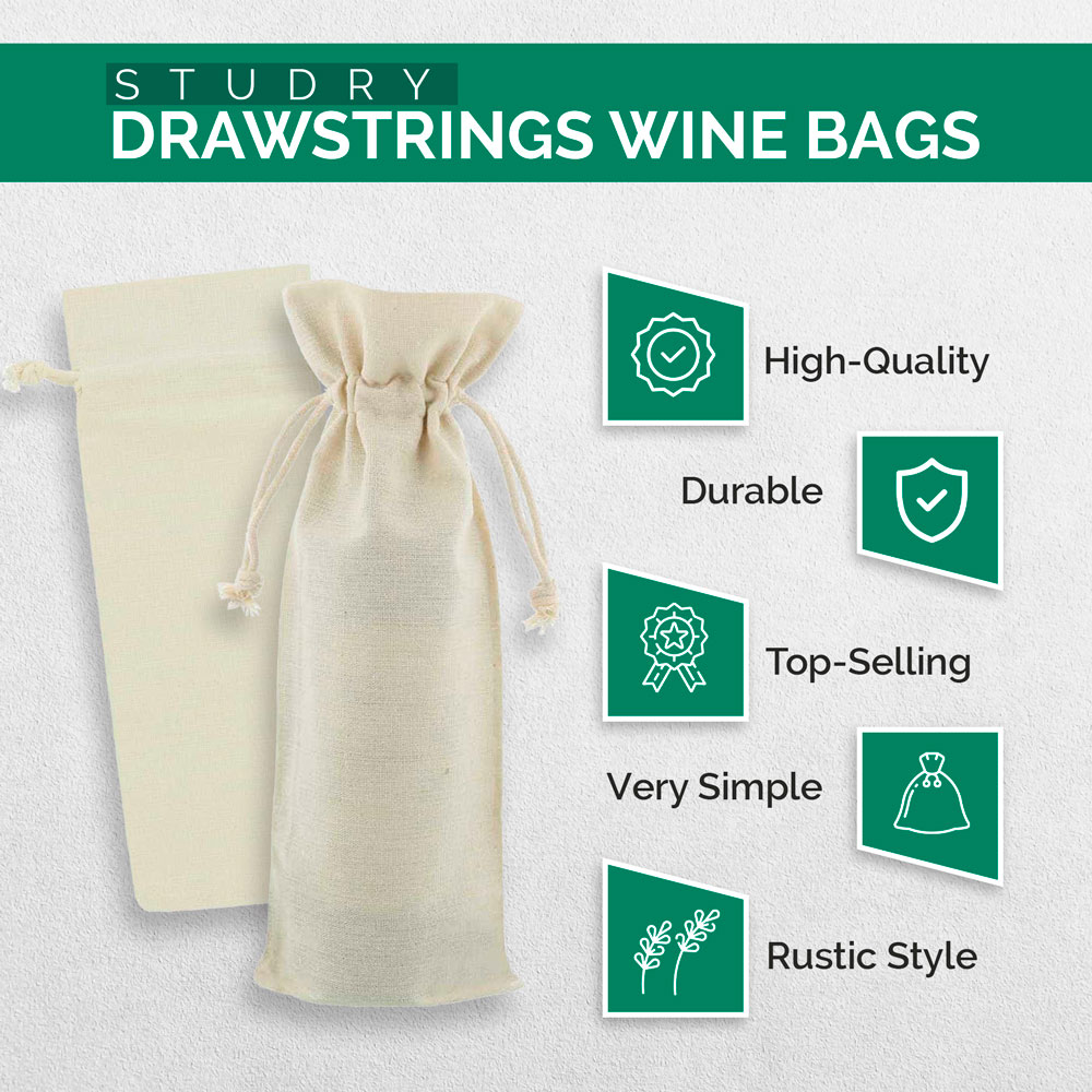 50 pieces Linen Wine Bags 15x38cm-3