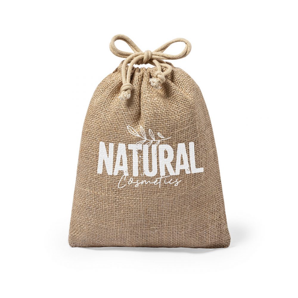 100 pieces Biodegradable Jute Drawstring Bags 290 gr/m2 Printing with Logo
