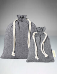 Recycled Grey Cotton Drawstring Bags 120 gr/m2