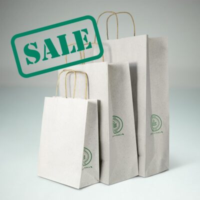 Recycled Grass Paper Bags with Twisted Cord