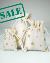 100 pieces Ecological Cotton Drawstring Bags with Golden Stars pattern