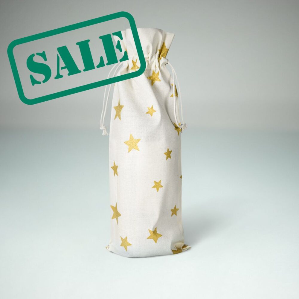 50 pieces Ecological Cotton Wine Bottle Gift Bags with Gold Stars pattern