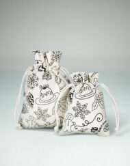 100 pieces Organic Cotton Christmas Doodle Drawstring Bags